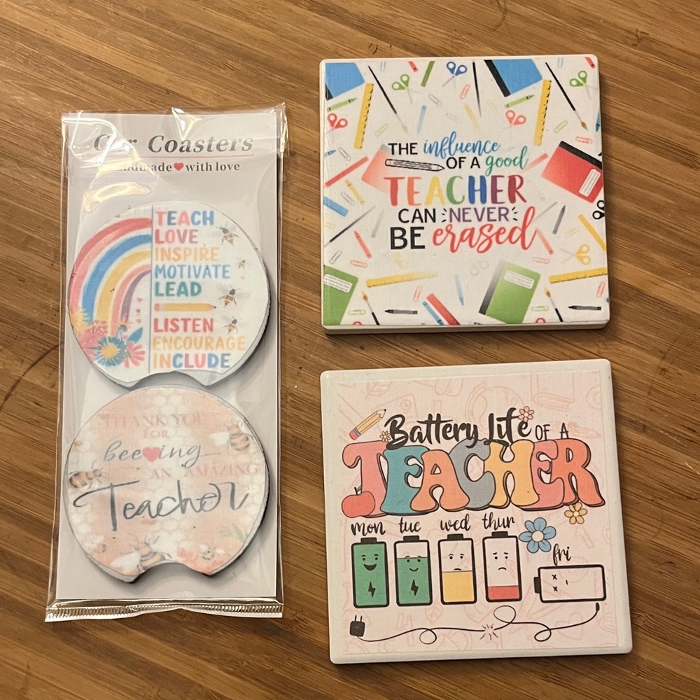 Colorful Teacher Coasters Set Teacher Gifts